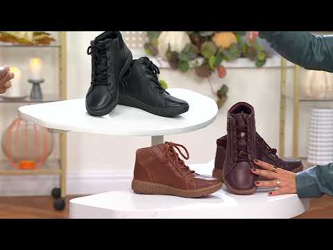 Clarks Collection Leather Lace-Up Boots Caroline Park on QVC