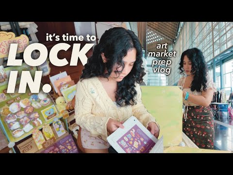 studio & art market vlog 🌼🌷 art market prep | restocking stickers | boothing at Mercury Fest ೃ࿔*:･