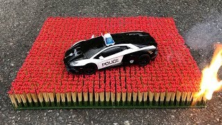 EXPERIMENT: 10 000 MATCHES VS POLICE TOY CAR