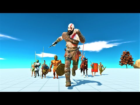 Kratos with ancient humans vs factions animal revolt battle simulator