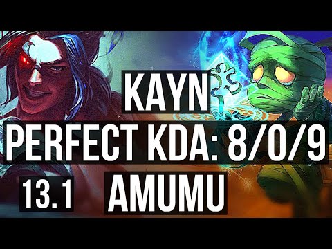 KAYN vs AMUMU (JNG) | 8/0/9, 1.2M mastery, Legendary | EUW Diamond | 13.1