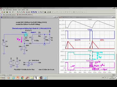LE4_6f DC/DC Wandler - Sperrwandler - Simulation - Ideale und reale Schaltung