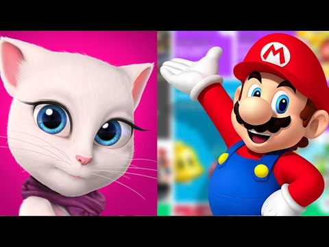 My Talking cat Angela + Super Mario Run Gameplay | Best ios android games