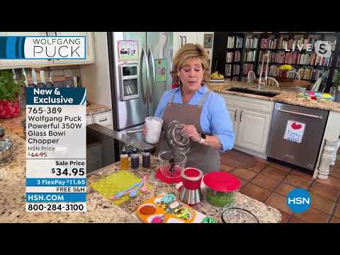 Wolfgang Puck – Leistungsstarker 350-W-Zerkleinerer mit Glasschüssel und 2 Geschwindigkeiten ...