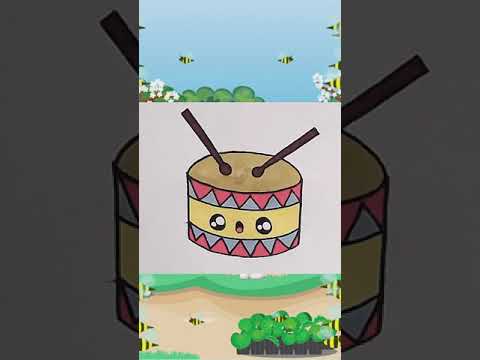 KAWAII COMMENT DESSINER ET COLORIER FACILE instruments de musique. Tambouriner #shorts