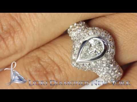 ER-SOLD-005 - 2.18 Carat G-VS2 Pear Shape Vintage Style Natural Diamond Engagement Ring 14k