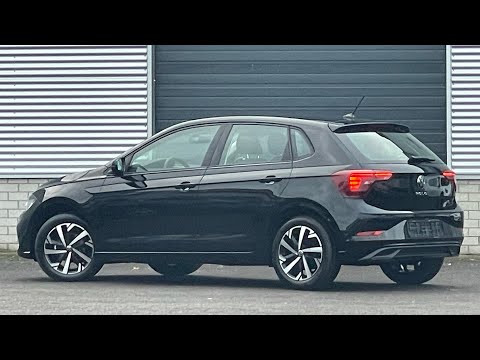 Volkswagen NEW Polo Life 2022 in 4k Deep Black Pearl 15 inch Essex Walk around & Detail inside