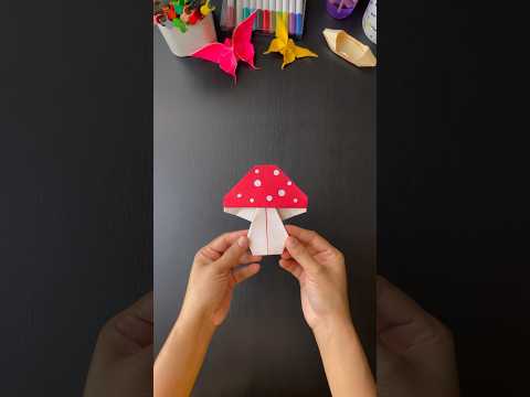 Easy Origami Mushroom 🍄. #origami #diy #papercraft #craft #mushroom