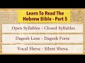 Part 5 - Syllables, Dagesh, Sheva - Learn To Read The Hebrew Bible