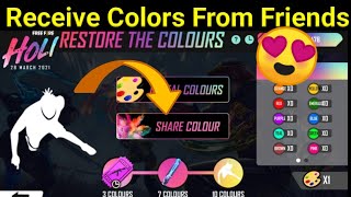 How To Receive &amp; Send Colors Token|Restore The Colors Event|Free Fire Holi New Event|