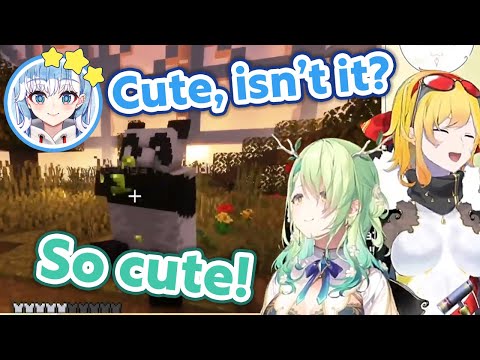 [JpSub] Kobo happily shows Fauna how to feed the panda【Minecraft/Hololive Clip】
