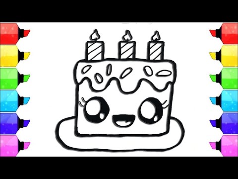 Learn to Draw and Paint a Birthday Cake | Fun Coloring for Kids and Toddlers