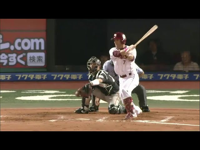 6回裏 イーグルス松井稼が凄まじい粘り!! 14球目をとらえて勝ち越しタイムリー!! 2014/7/11 E-M