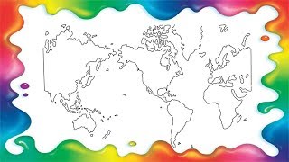 How to draw World Map step by step for kids
