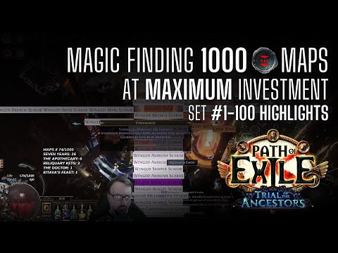 [PoE 3.22] 1000 MAPS #1-100 - Magic Finding on Crimson Temple (cumulative 8 div per hour)