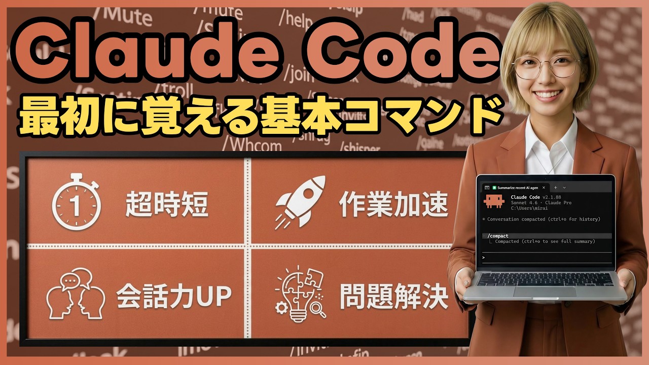 【2026年春最新】Claude Code(クロードコード)必須基本コマンド完全ガイド｜初心者が覚えるべき25コマンドをまとめて解説！