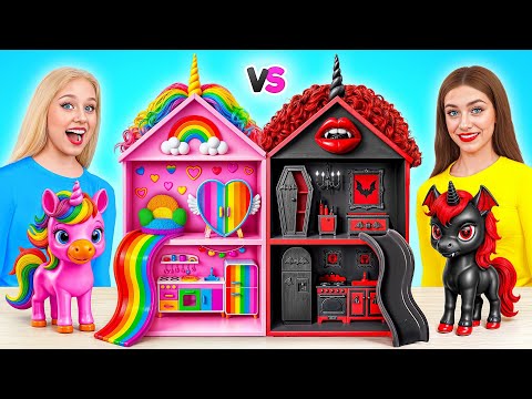 We Build Amazing Doll House Rainbow vs Black Challenge | Prank Wars by Multi DO Girls