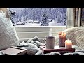 Snow and Cozy Crackling Fire Ambience - Snowy Morning