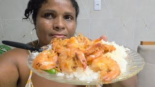 ALMOÇO DE HOJE HOJE CAMARAO ALHO E ÓLEO COM ARROZ E SALADA| pimenta ardilosa🥵🥵🥵🥵🥵🥵🥵