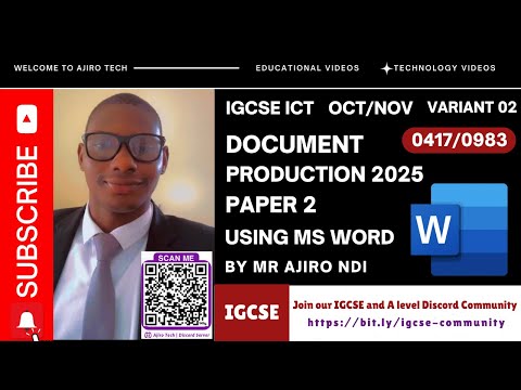 IGCSE ICT (0417/0983) Paper 2 Document Production October November 2025 Variant 02 | Microsoft Word