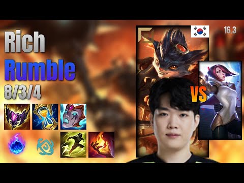 Rich Top Rumble vs Fiora lol KR solo rank Full Game 16.3 | 리치 럼블 vs 피오라