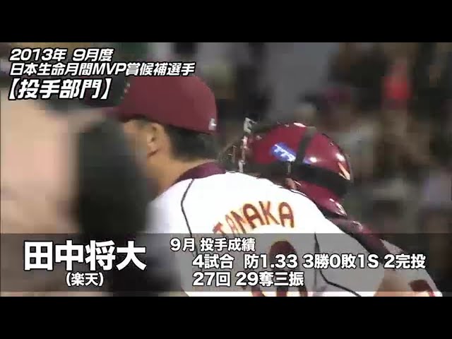 2013年 9月度 日本生命月間MVP賞 候補選手【投手部門】
