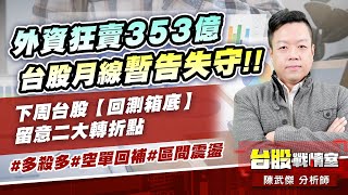 外資狂賣353億，台股月線暫告失守!!下周台股【回測箱底】留意二大轉折點#多殺多#空單回補#區間震盪｜小武哥投資事務所｜陳武傑 (圖)