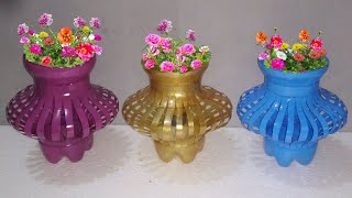 The amazing ideas of recycling plastic bottle into lantern flower pot for small garden | bottle pots