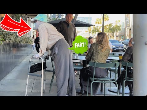 Fat Old Man Farts In Rich Peoples Faces While They Eat In Beverly Hills!!!