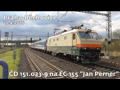 ČD 151.023-9 (retro) na EC 155 “Jan Perner“ | Praha-Běchovice | 13.4.2016
