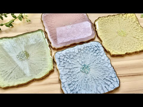 Beautiful Teal Bronze Geode Resin Coasters