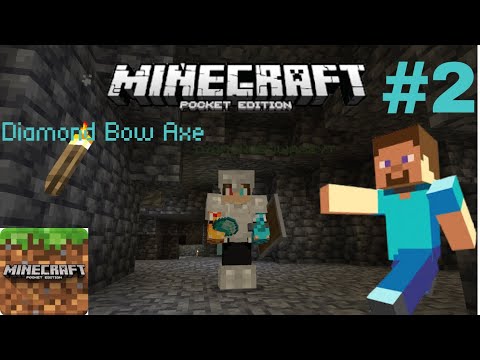 Diamond Bow Axe - Minecraft Survival Let's Play - Finding Diamonds in Cave #2
