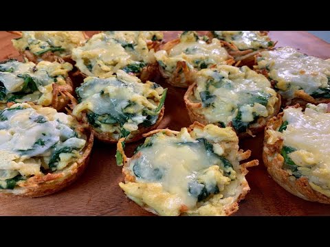 Hashbrown Breakfast Cups | With Spinach Scramble Eggs