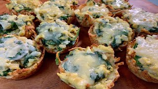 Hashbrown Breakfast Cups | With Spinach Scramble Eggs