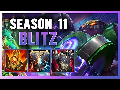 SEASON 11 BLITZCRANK SUPPORT GUIDE AND GAMEPLAY | BUILD+RUNES