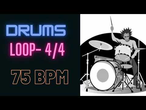 Drums Loop- 75 BPM || 4/4 || Practice Along Drum Backing Track ||