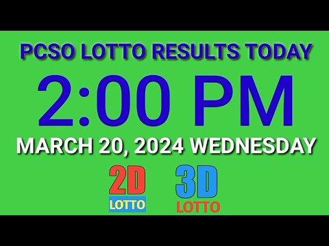 2pm Lotto Result Today March 20, 2024 Wednesday ez2 swertres 2d 3d pcso