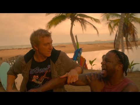 Cobra Kai S5 johnny vs surfers fight scene