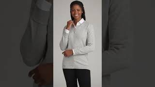 Devon &amp; Jones Perfect Fit™ Ribbon Cardigan Review | Grey Heather Style DP181W |Soft &amp; Flattering Fit