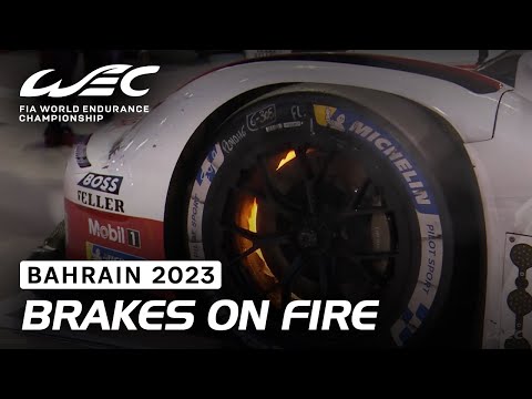Porsche 963 #6 Front Left Brake Catches Fire I 2023 8 Hours of Bahrain I FIA WEC