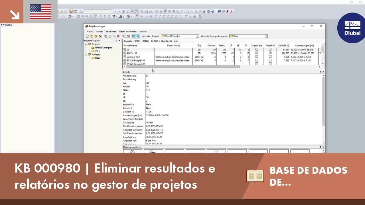 KB 000980 | Eliminar resultados e relatórios no gestor de projetos