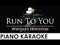 Whitney Houston Run To You Piano Karaoke Instrumental Cover With Lyrics