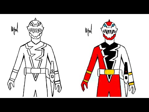 HOW TO DRAW RED RANGER FROM POWER RANGERS DINO FURY