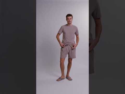 Pijama curto marrom liso