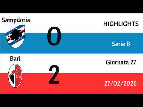 Sampdoria - Bari 0-2 | Serie B Matchday 27 Highlights | February 27, 2026
