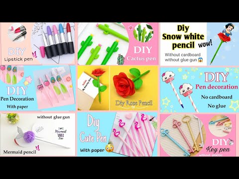 9 pen decoration ideas with paper | pen decoration ideas without glue gun | pen decoration ideas