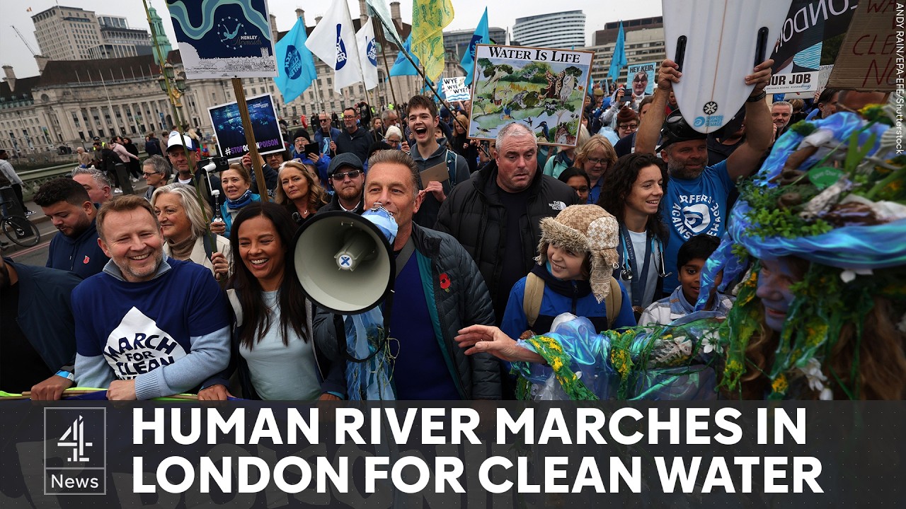 Thousands join protest to demand clean-up of UK’s filthy waterways