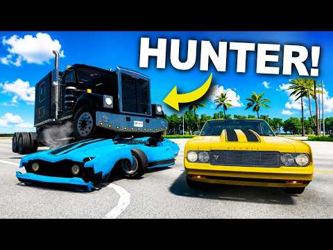CARS vs HUNTER! - BeamNG