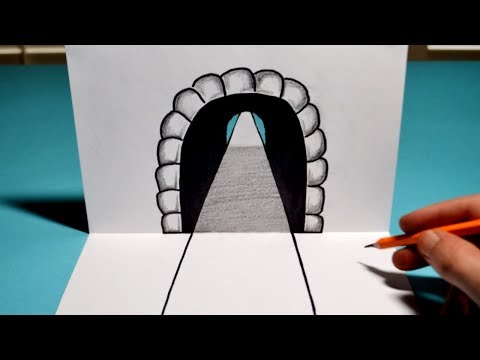 How to Draw a 3D Tunnel - Easy Trick Art Optical Illusion Drawing
