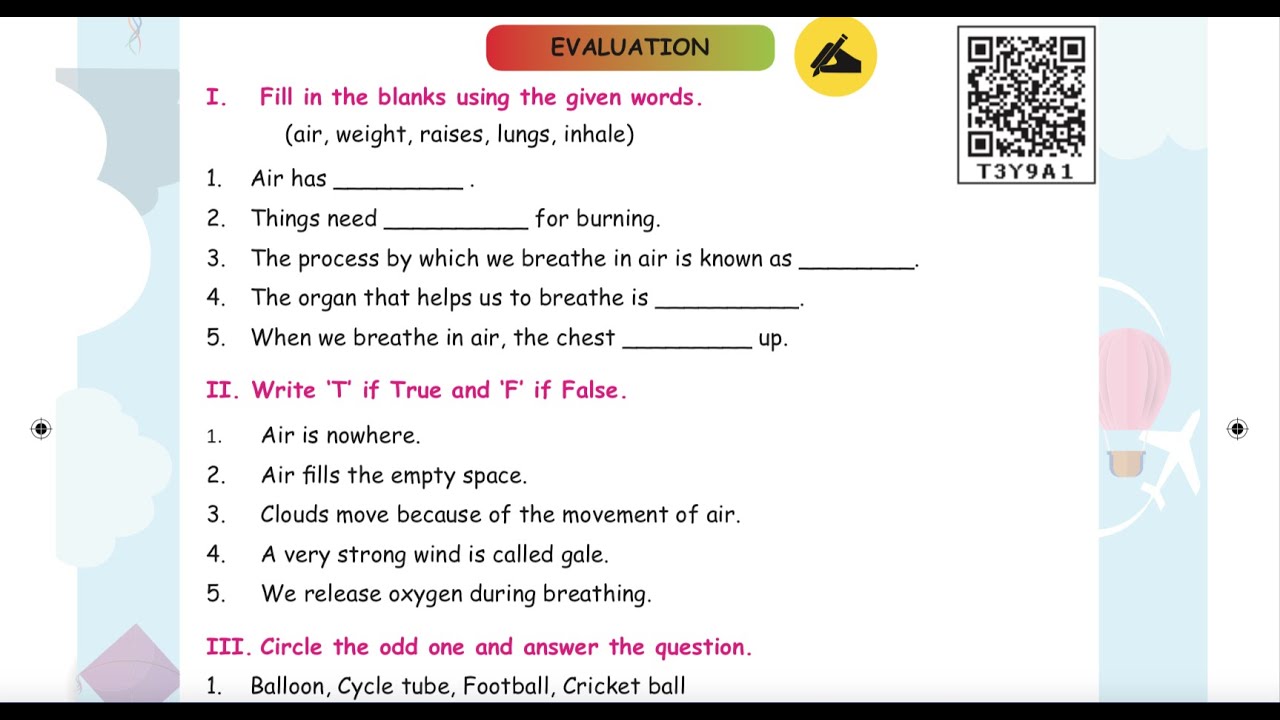 3 rd SCIENCE - TERM 3 - UNIT 3 - AIR - EVALUATION